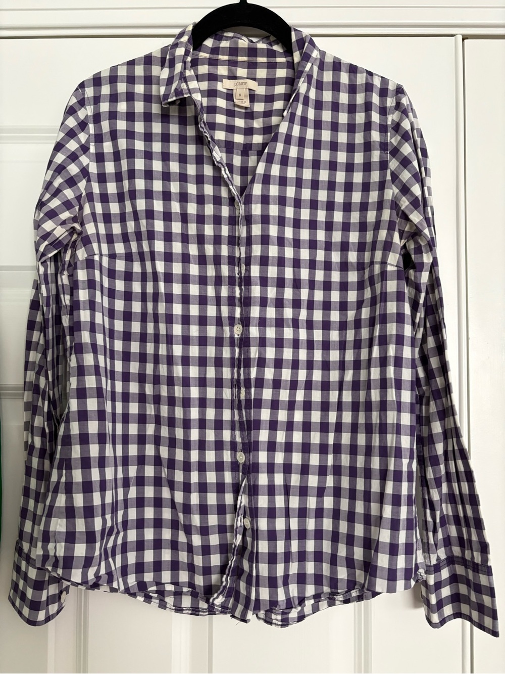 J. Crew Purple and White Gingham Button-Down Shirt